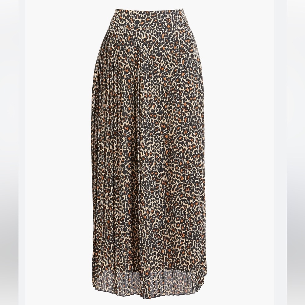 J Crew Pleated Midi Skirt In Print
